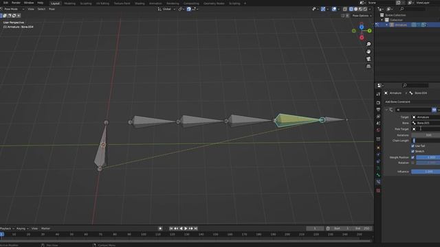 Rigging Blender 011 PoseMode + Wireframe + Select Bone + Bone Constraint Properties + Chain Length смотреть онлайн