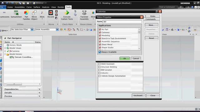UG NX - How to add Ribbon tabs or custom tab in Top border bar. смотреть онлайн
