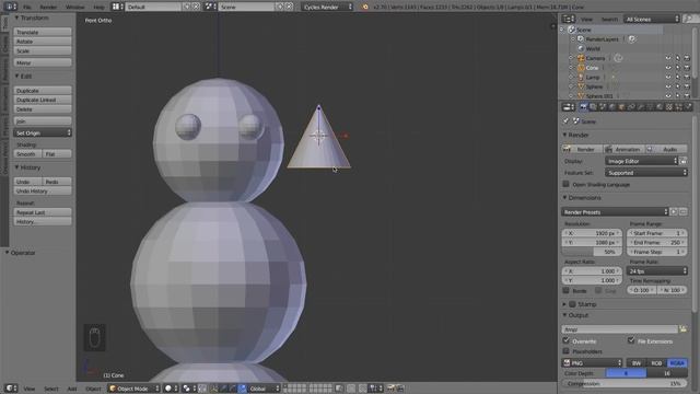 Blender 2.7 Tutorial #3 : Building a Snowman #b3d смотреть онлайн