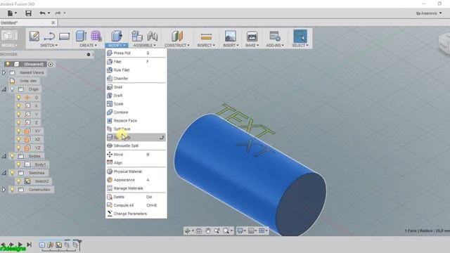 Autodesk Fusion 360 How to create embossed/engraved letters Part1 смотреть онлайн