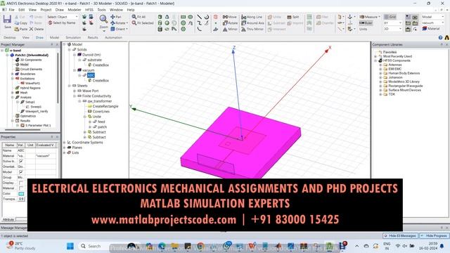 E band microstrip patch slot antenna in HFSS Ansys Antenna смотреть онлайн