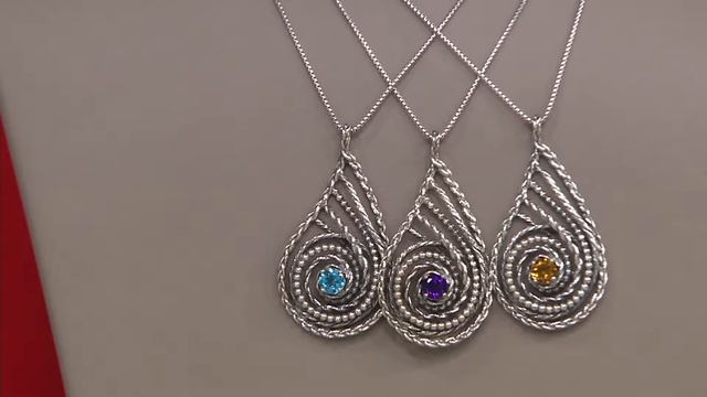Or Paz Sterling Silver Gemstone Pear Pendant with Chain on QVC смотреть онлайн