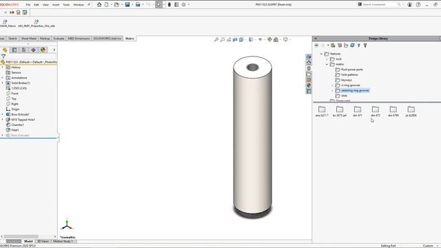 SolidWorks Design Library and Circlip groove (DIN 471) смотреть онлайн