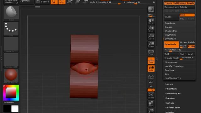 Zbrush 4R6 DynaMesh Subtracting Meshes from subtool placement) смотреть онлайн