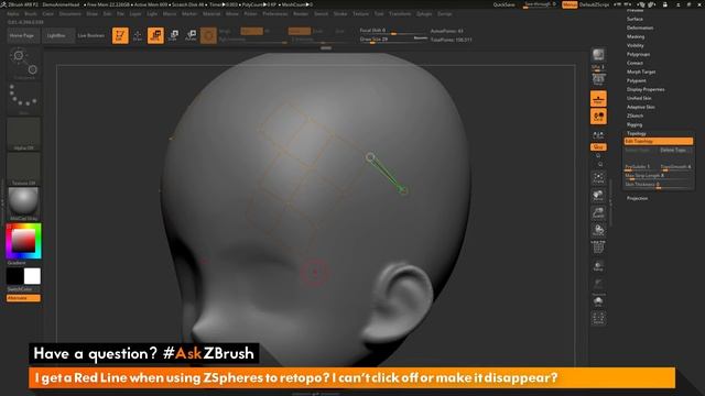 #AskZBrush: “I get a Red Line when using ZSpheres to retopo? I can't make it disappear?" смотреть онлайн