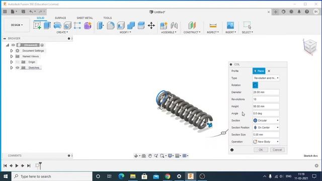 3D helix, Helical spring in fusion 360 смотреть онлайн
