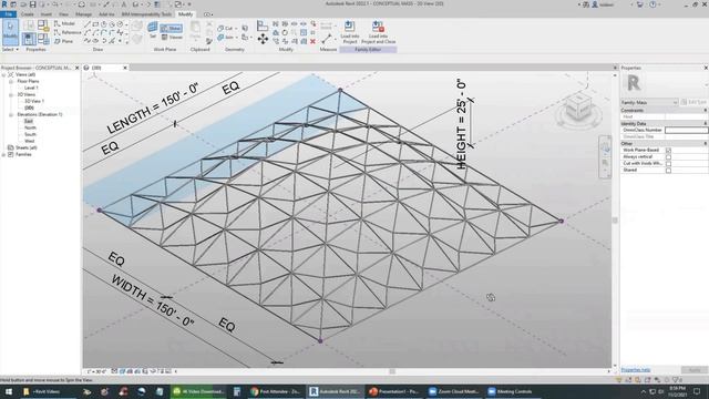 Revit 2022 Conceptual Mass Space Truss 4K смотреть онлайн