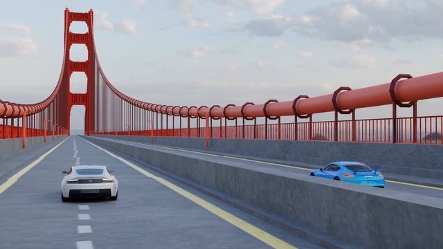 Car race on the bridge | Made in Blender смотреть онлайн