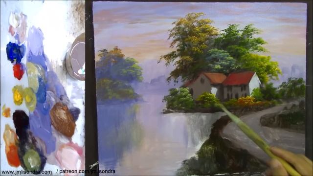 Acrylic Landscape Painting In Time-lapse / Road To Village Houses / JMLisondra