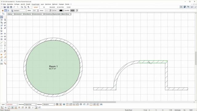 Funktion Runde Wand im 3D CAD Architekt von ConCadus смотреть онлайн