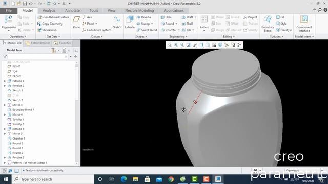 PTC CREO 5.0 .dậy vẽ hộp kẹo bằng phần mềm creo parametric. / study plastic mold design. смотреть онлайн