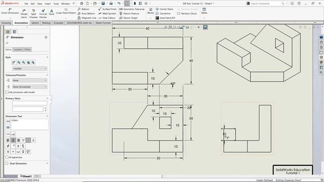 SolidWorks Education Detailed Drawing Exercises Tutorial 12 смотреть онлайн