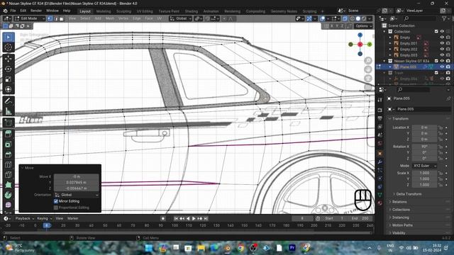 BLENDER 4.0.2 - NISSAN SKYLINE GTR34 Modelling | Middle Portion Timelapse | Part - 03 смотреть онлайн