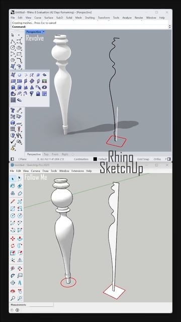 SketchUp vs Rhino Follow me Revolve SketchUp rhino3d SketchUp tutorial architecture смотреть онлайн