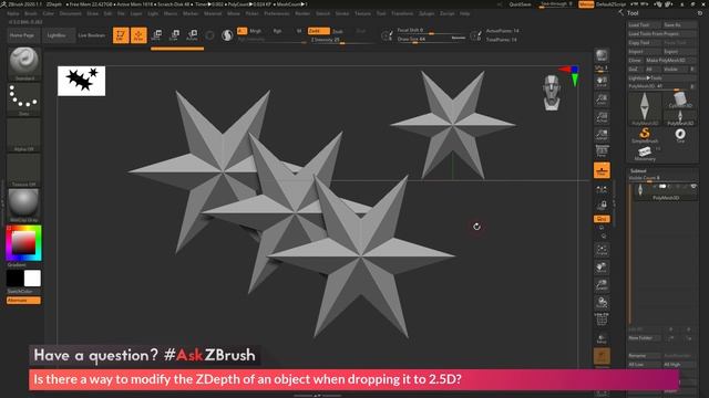 #AskZBrush: “Is there a way to modify the ZDepth of an object when dropping it to 2.5D?” смотреть онлайн