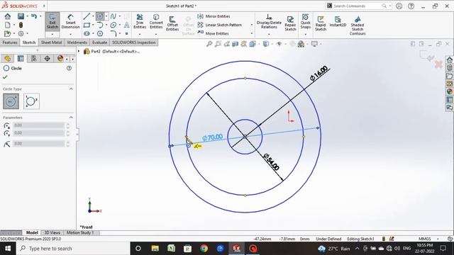 Solidworks 2D Sketch EX-07 смотреть онлайн