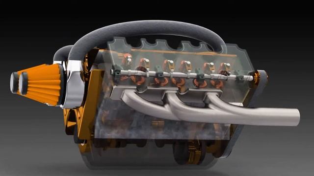 Animation rendering by solidworks visualize to a V6 Engine with twins turbocharger смотреть онлайн