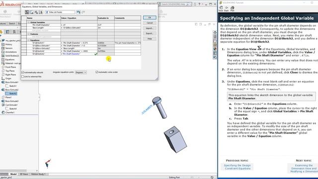 SolidWorks : Equations : 8.2 смотреть онлайн