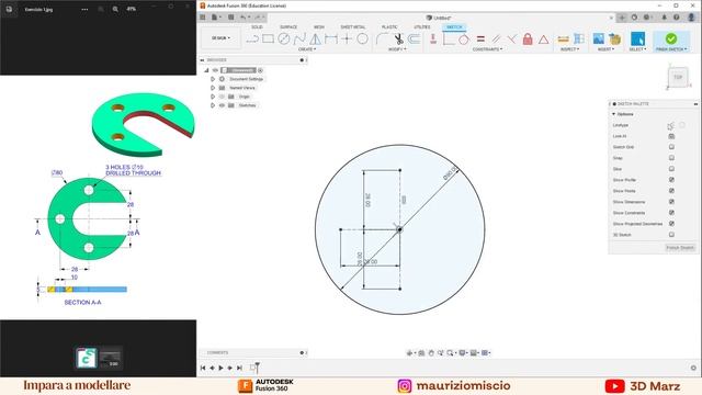 Tutorial Fusion 360 - Impara a modellare: Esercizio 1: Piastra con fori смотреть онлайн