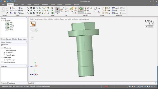 [1 min SpaceClaim Tutorial] How to merge 2 solids смотреть онлайн