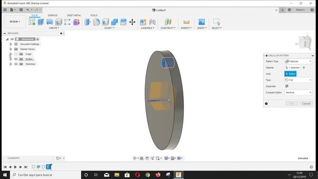 CIRCULAR PATTERN en FUSION 360 - TUTORIAL en ESPAÑOL смотреть онлайн