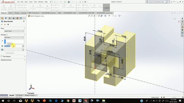 Cad cam institute | part 15 | solidworks | How to convert 2d drawing to 3d solid смотреть онлайн