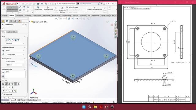 SolidWorks | 3D CAD EXERCISES 1 | StudyCadCam | Solution Tutorial | смотреть онлайн