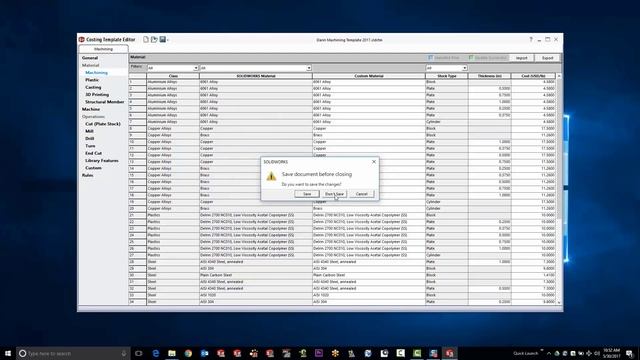SOLIDWORKS Tutorial - Costing Template Setup смотреть онлайн