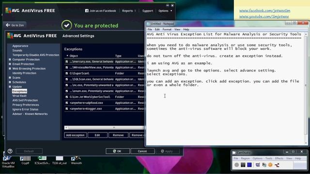 AVG Anti Virus Exception List for Malware Analysis or Security Tools смотреть онлайн