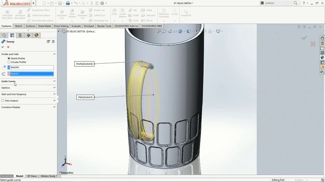07 SOLIDWORKS - BAGAIMANA MEMBUAT GELAS DENGAN KONTUR смотреть онлайн