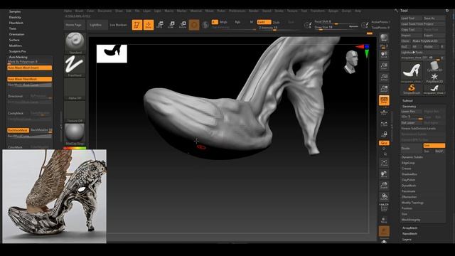 Zbrush Tutorial: Sculpting a Ornamented Designer Heel from Start to Finish and Sculpting Tips смотреть онлайн