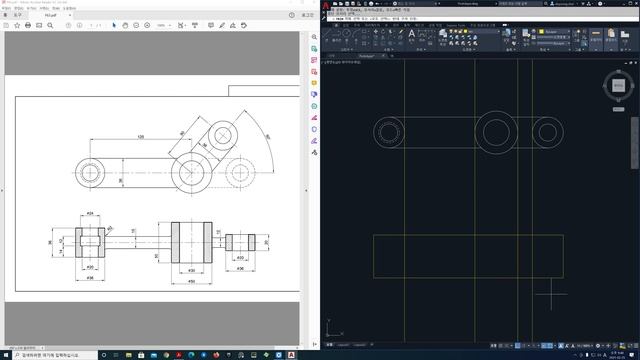 CAD 기본 도면 연습 63-1 : 회전 투상도 : Dimension(치수 기입) 캐드 도면 그리기 смотреть онлайн
