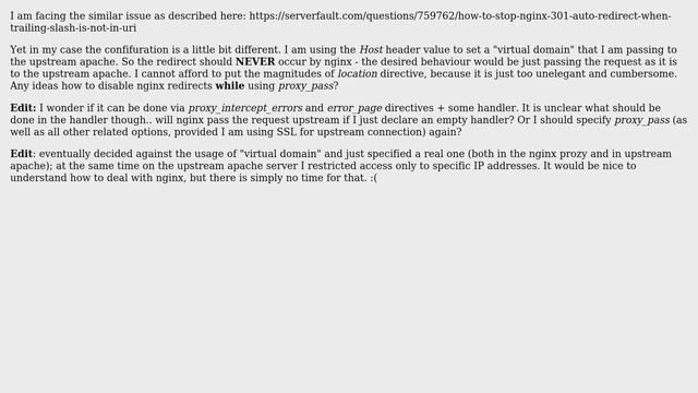 DevOps & SysAdmins: How to stop nginx 301 auto redirect when trailing slash is not in URI? (2)? смотреть онлайн
