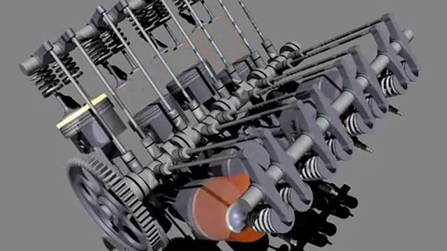 V-8 Engine 3D model, animated and rendered in Blender. смотреть онлайн