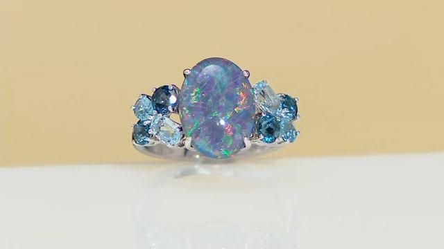 Australian Opal Triplet & Blue Topaz Sterling Silver Ring 1.25 cttw on QVC смотреть онлайн