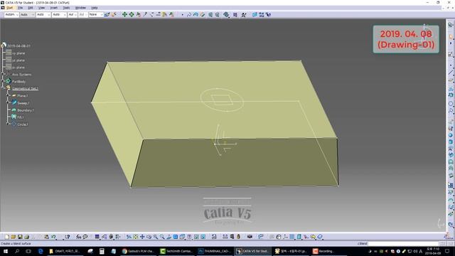 [GSD] CATIA V5. Surface Practice Drawings 2019. 04. 08 (Drawing-01) смотреть онлайн