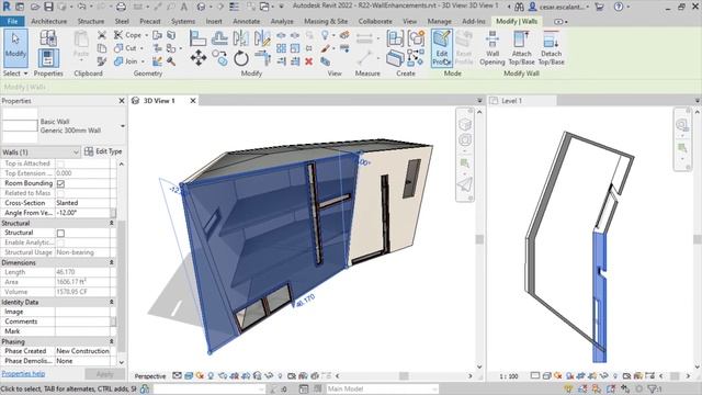Revit 2022 Edit Wall Profile for Slanted Walls смотреть онлайн