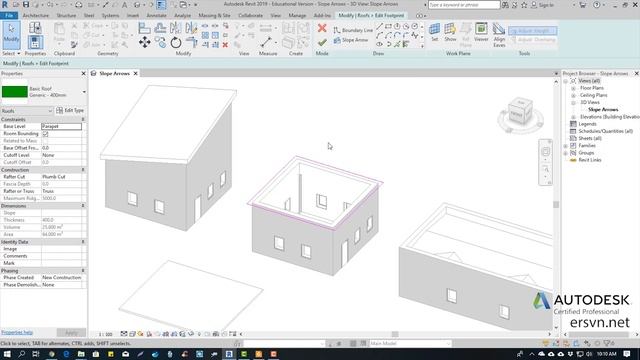 Hướng dẫn sử dụng Revit Architecture 2019 | Bài 48: Tạo mái có độ dốc tùy biến - công cụ arrow slop смотреть онлайн