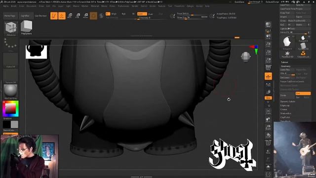Создаю в ZBrush бюст гуля из метал группы "Ghost" смотреть онлайн