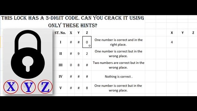 This lock has a 3-digit code. Can you crack it using only these hints? Solution Video смотреть онлайн