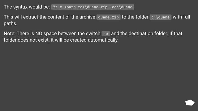 7-Zip And Unzipping From Command Line