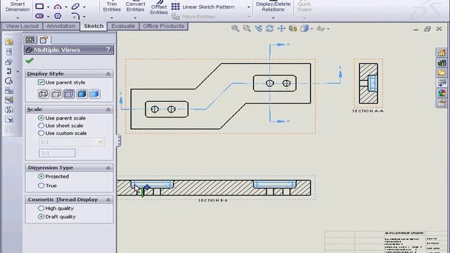 SOLIDWORKS Drawing 05 ( Section View ) смотреть онлайн