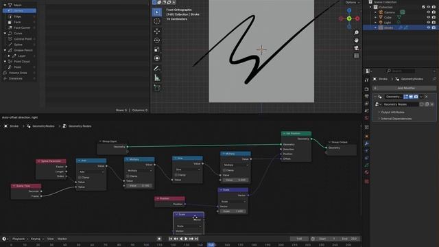 Geometry nodes applied to Grease Pencil 3.0 (Blender 4.1) смотреть онлайн