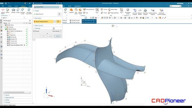 Siemens NX / Surfacing / Snip Surface смотреть онлайн