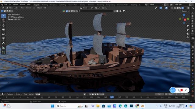 Blender 4.2 Chinese tutorial preview: How to Create a low poly Stylized Pirate ship ! 低聚海盗船制作中文教程预览 смотреть онлайн