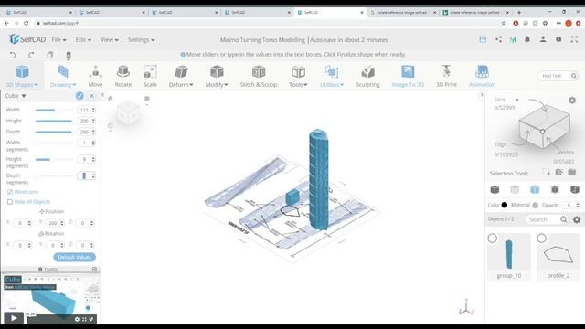SelfCAD tutorial - Twist deformer - Malmo Turning Torso смотреть онлайн