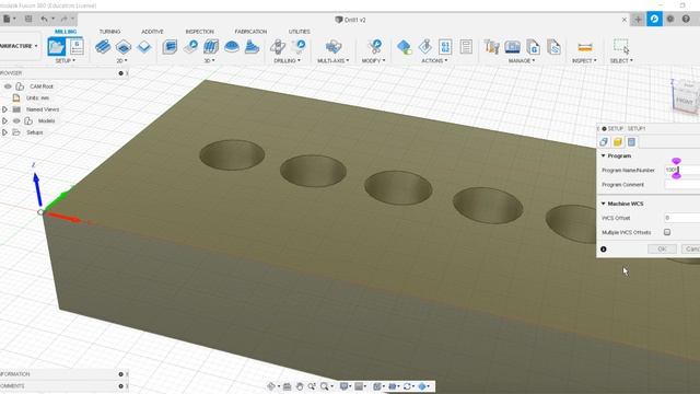 Drilling operation on Autodesk Fusion 360 - Manufacturing смотреть онлайн