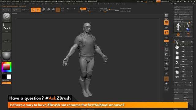 #AskZBrush: “Is there a way to have ZBrush not rename the first Subtool on save?” смотреть онлайн