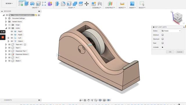 Fusion 360 Tape Dispenser Assembly смотреть онлайн
