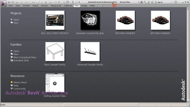 REVIT ARCH 2012 FIRST PROJECT 02 RECENT FILES WINDOW смотреть онлайн